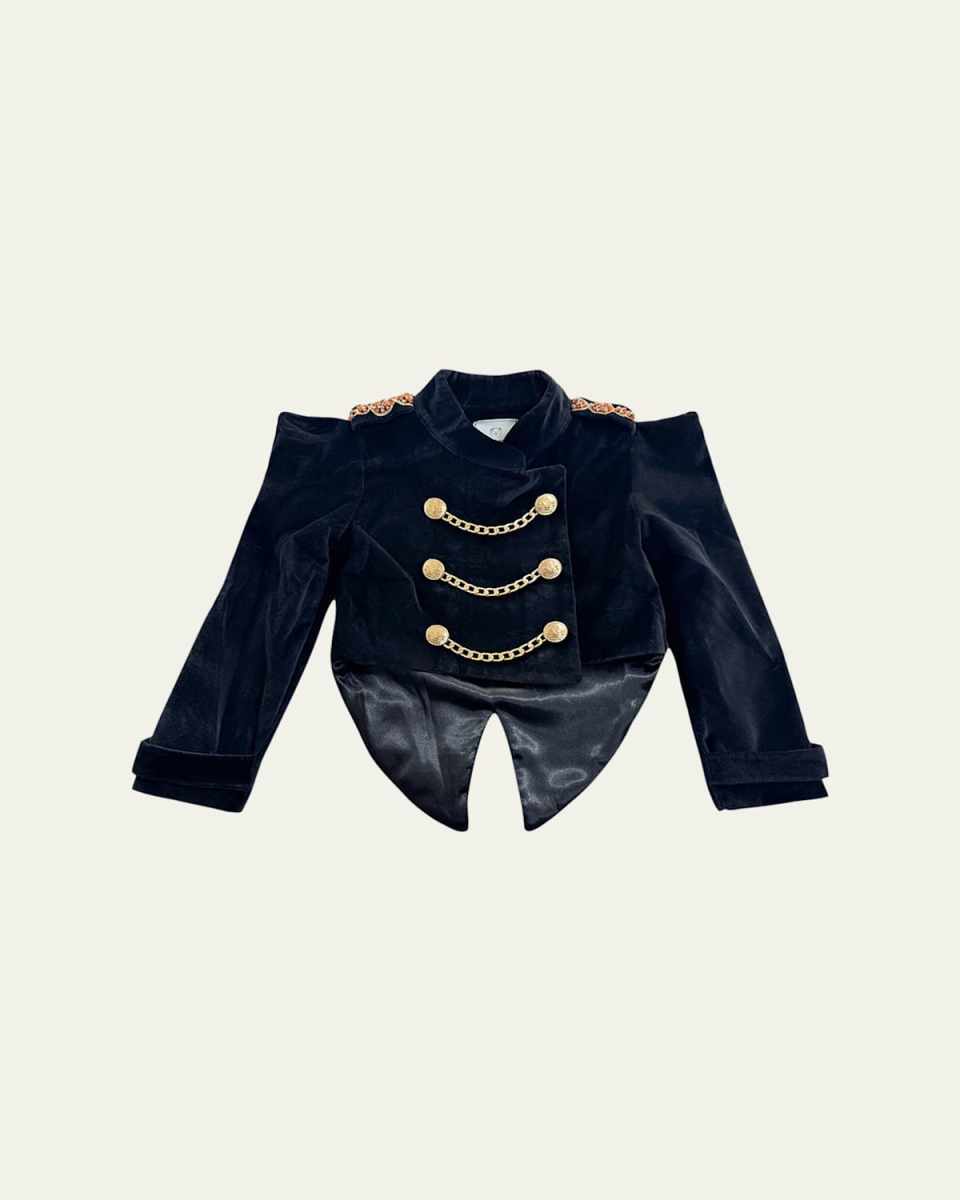 Girl's Charlie Velour Button & Chain Jacket, Size 12M-12